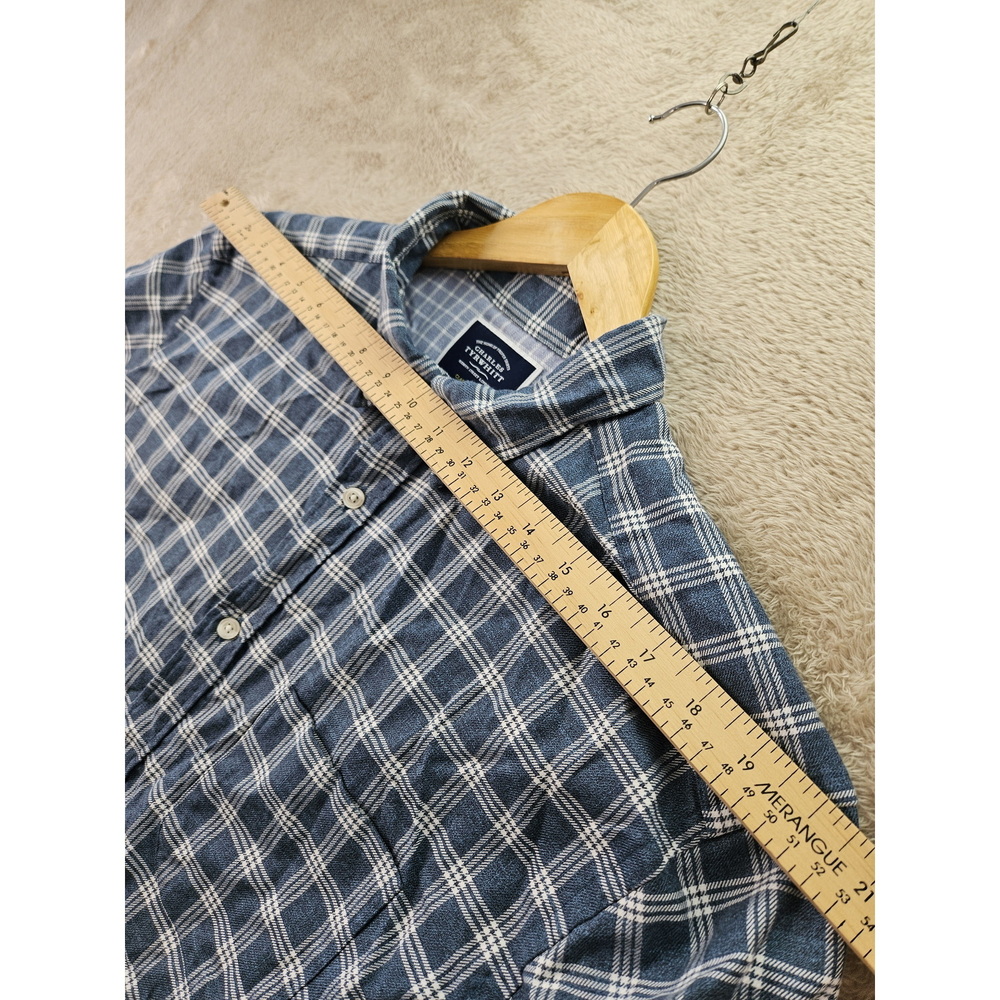 Charles Tyrwhitt Non-Iron Dress Shirt Size XL Blue White Classic Fit Long Sleeve - Picture 7 of 10